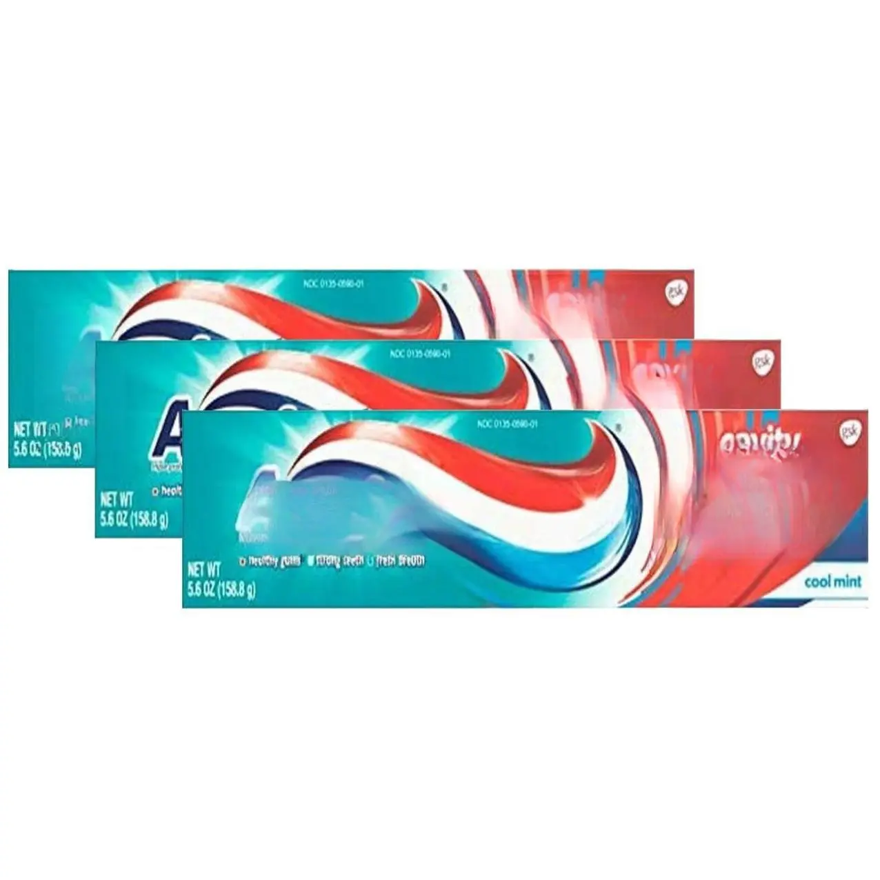 Cool Mint Aquafresh Cavity Protection Fluoride Toothpaste - 5.6 oz Tube, 3 Packs, Strengthens Enamel, Fresh Breath, Fluoride for Oral Health - Sugar
