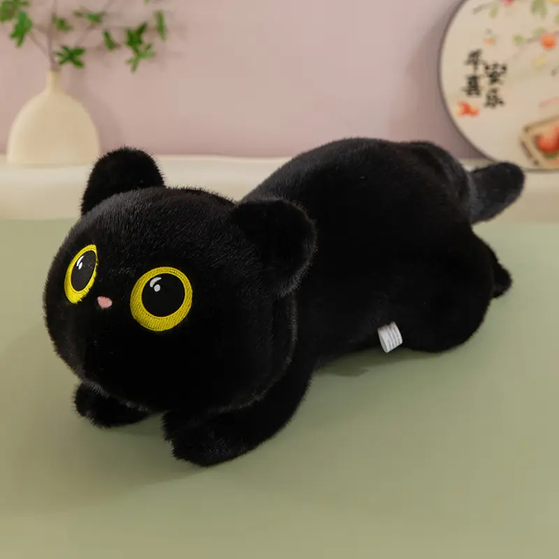 Weighted Black Cat Plush, Weighted Black Cat Stuffed Animal, Cute Plushies Soft Pillow Toy Gift for Kids Adults 19.5 Inch, 0.8 Lbs
