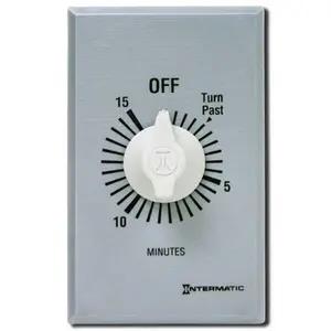 Intermatic FF15MC 15-Minute Spring Wound Countdown Wall Switch Timer, Brushed Metal, Home Use Wall Clock Timer