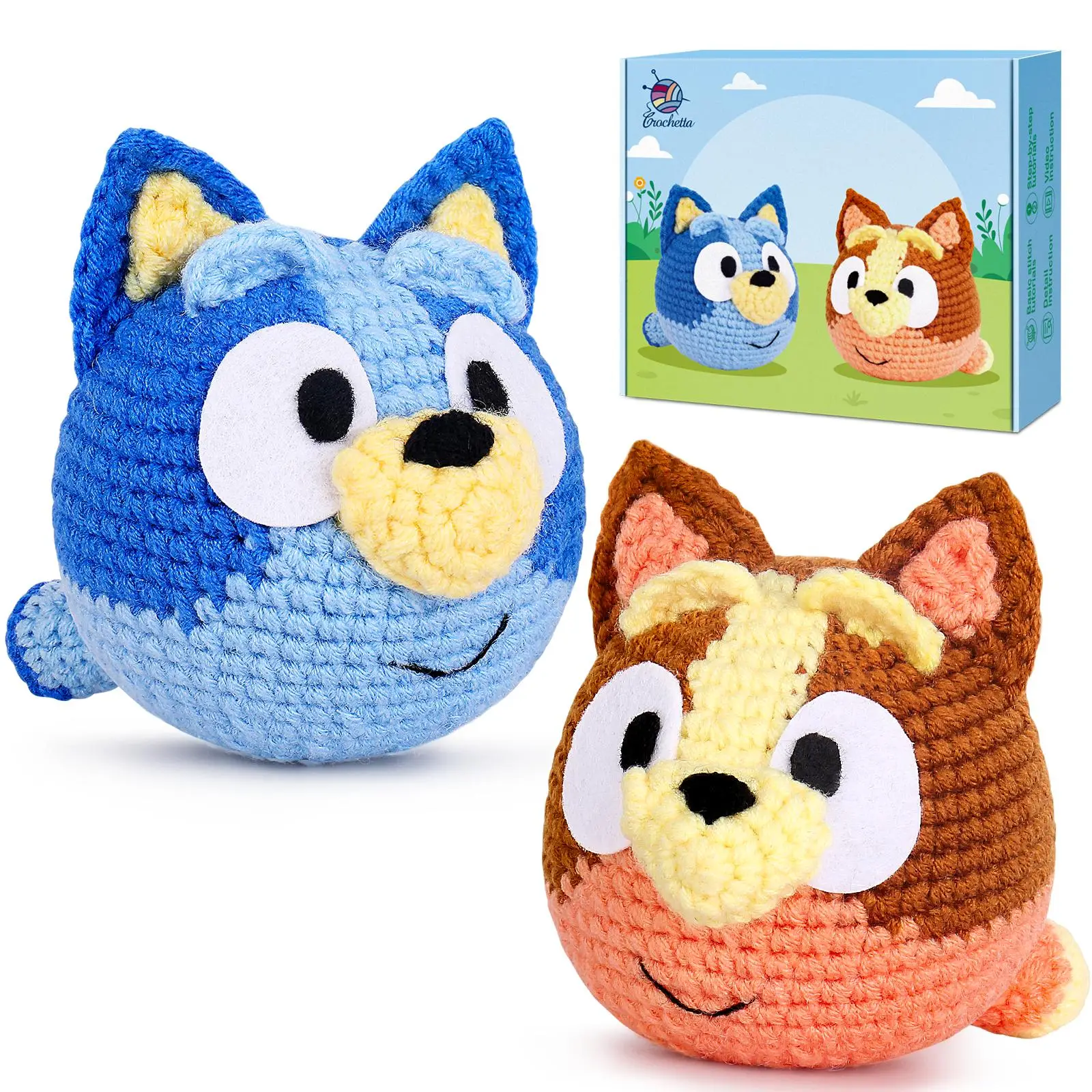 Crochetta Kit for Beginners, Beginner Crochet Kit for Adults with Step-by-Step Video Tutorials, DIY Crochet Animal Kits Kids Knitting Supplies (40%+ Y