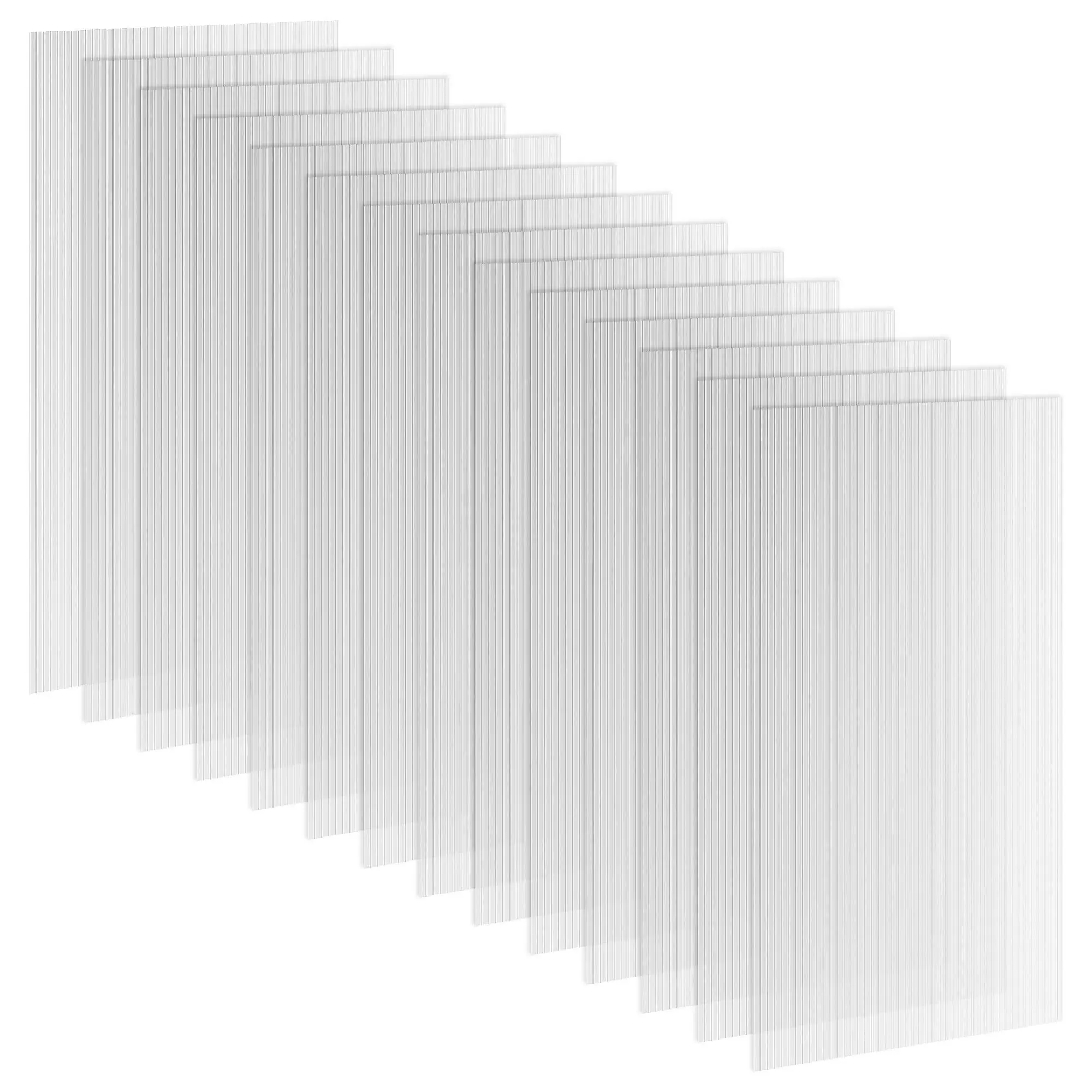 Multipurpose Polycarbonate Panels, 47.75" L x 24" W x 0.16" (4mm) Thick, 550G/㎡/sq m, Sun Protection & Waterproof, Cut to Size for DIY Greenhouse Build or Patio Awning, 14 Pieces Total