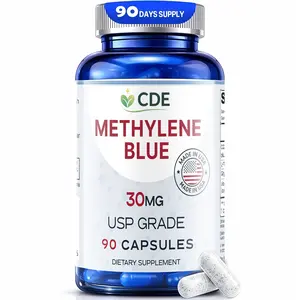 CDE Methylene Blue Capsules 30mg - Made in USA, 90 Days Supply - Pharmaceutical CDEMBC USP Grade, Third Party Lab Tested, Formaldehyde-Free, Non-GMO - Cellular & Cognitive Support