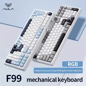 Aula F99 Wireless Mechanical Keyboard, Three Modes Bluetooth-compatible 5.0/2.4GHz/USB-C, Hot Swappable Customizable, RGB Backlit, Gaming Keyboard