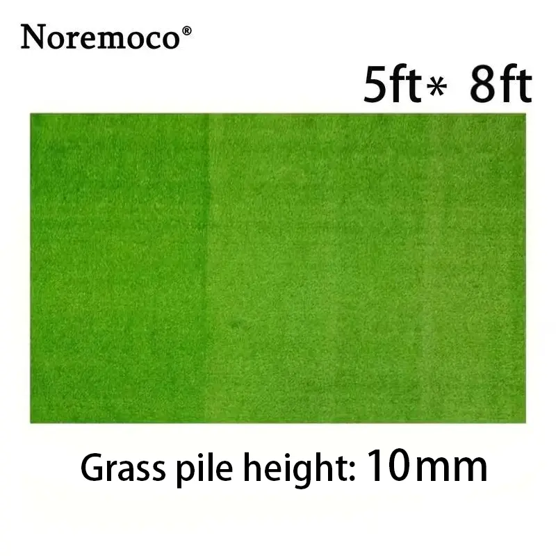 NOREMOCO Realistic Artificial Grass Turf Lawn with Drainage Hole，Grass pile height: 10 mm，5ft*8ft
