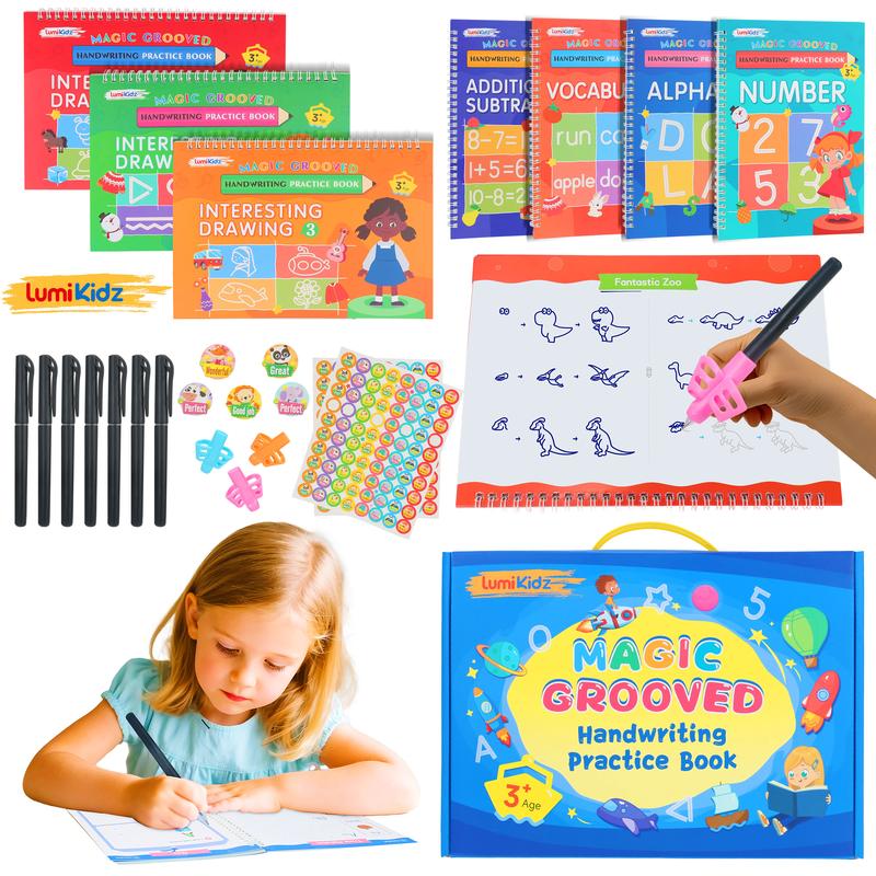 LumiKidz Reusable Grooved Handwriting Workbook for Kids, earing ...