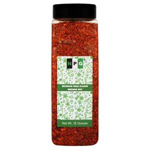 NPG Authentic Sichuan Chili Flakes 1LB 16 Ounces, Medium Hot, Szechuan Crushed Red Pepper Flakes Powder Bulk, Spice Seasoning for Making Kimchi Flavor