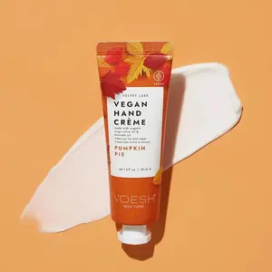 VOESH New York Velvet Luxe Vegan Hand Crème Pumpkin Pie 45mL - Organic Olive Oil & Cica Lotion for Soft Hands