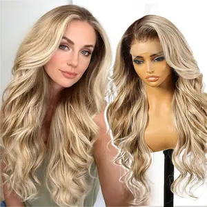 Dirty Blonde Synthetic Lace Front Wig,13×6 Curly Glueless Wigs for Women Daily Use 26IN