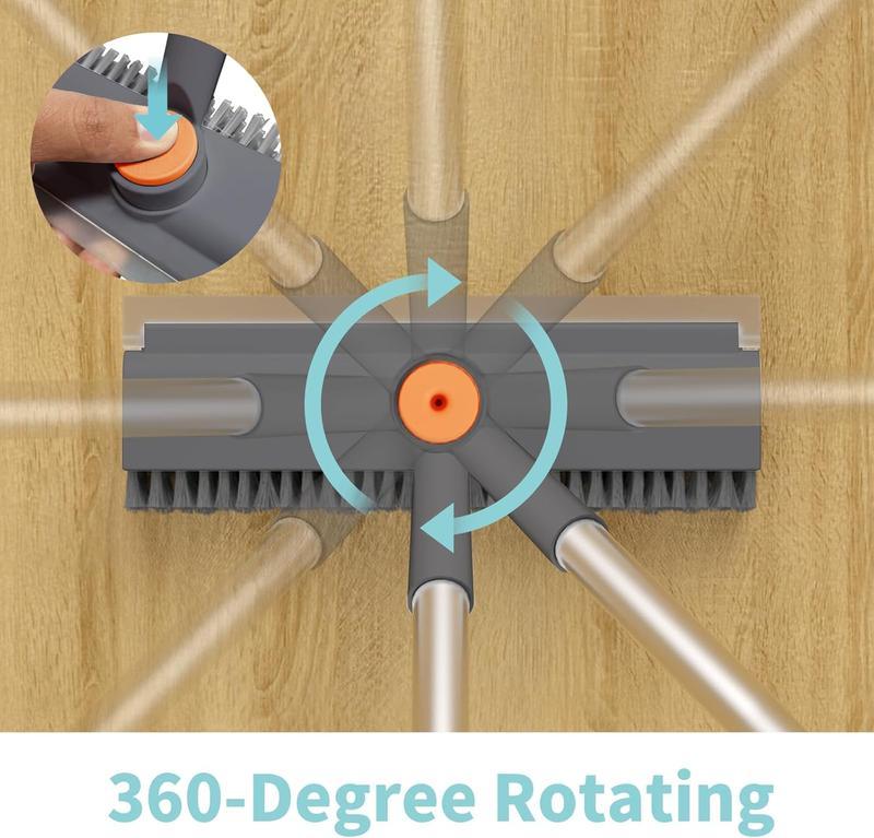 Floor Scrub Brush with Long Handle, cleaning brush,3 in 1 Scrape and Heavy-Duty Stiff Bristle Scrubber Brush for Cleaning Shower Bathroom, Patio, Garage, Kitchen, Wall and Deck,Christmas Gifts