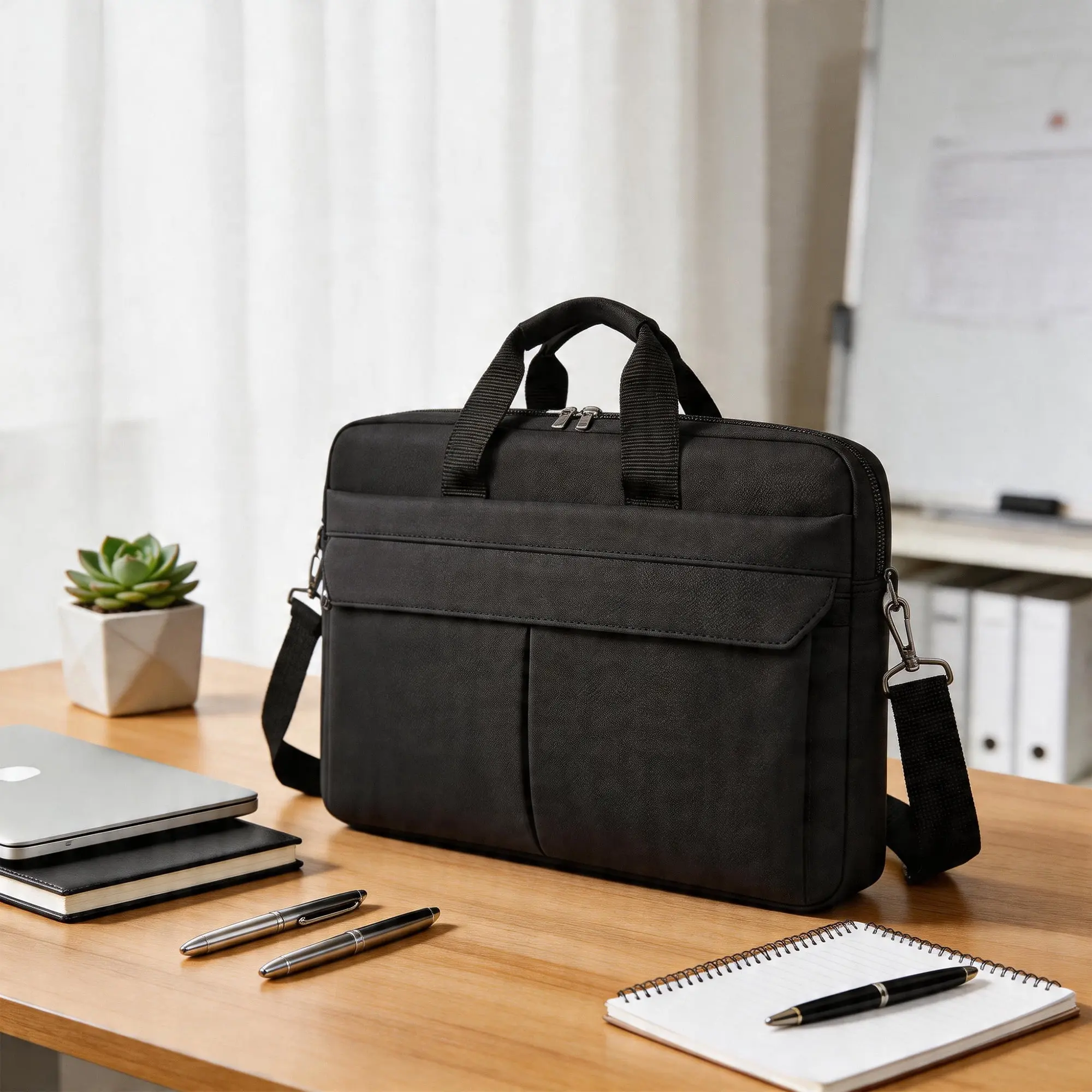 15.6"-16" Large Capacity Laptop Briefcase with Padded Handle and Adjustable Shoulder Strap