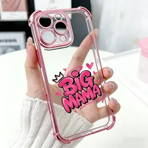 Big Mama Heart Crown Phone Case， Playful Pink Graffiti Style for iPhone 17 16 15 14 13 12 11 Plus Pro Max.