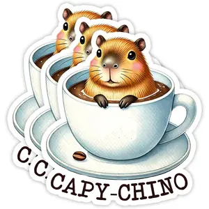 Capy Chino Sticker � Cute Capybara Coffee Vinyl Decal for Animal Lovers, Laptop, Water Bottle W