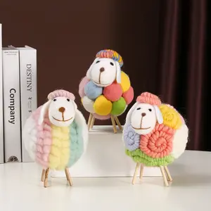Colorful Sheep Figurines for Living Room – Luxury Cartoon Heart-Shaped Sheep Small Decorative Figurines for TV Cabinet, Wine Cabinet & Modern Home Styling