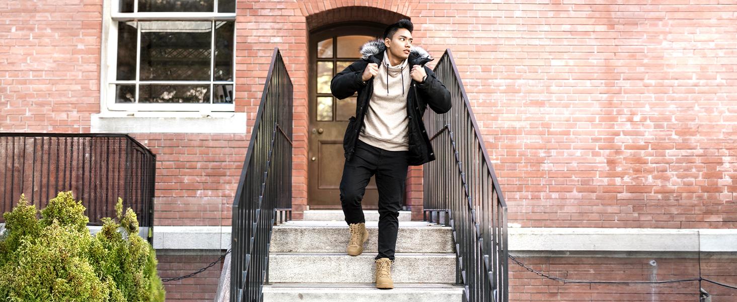 NORTIV 8 Men's Waterproof Hiking Boots Outdoor Mid Trekking Backpacking Mountaineering Shoes