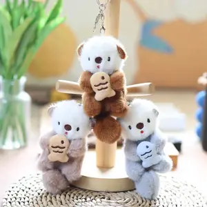 Cute Otters Holding Fish Plush Pendant Keychain Backpack Keyrings Pendant Bag Key Wallet Pendant Wholesale