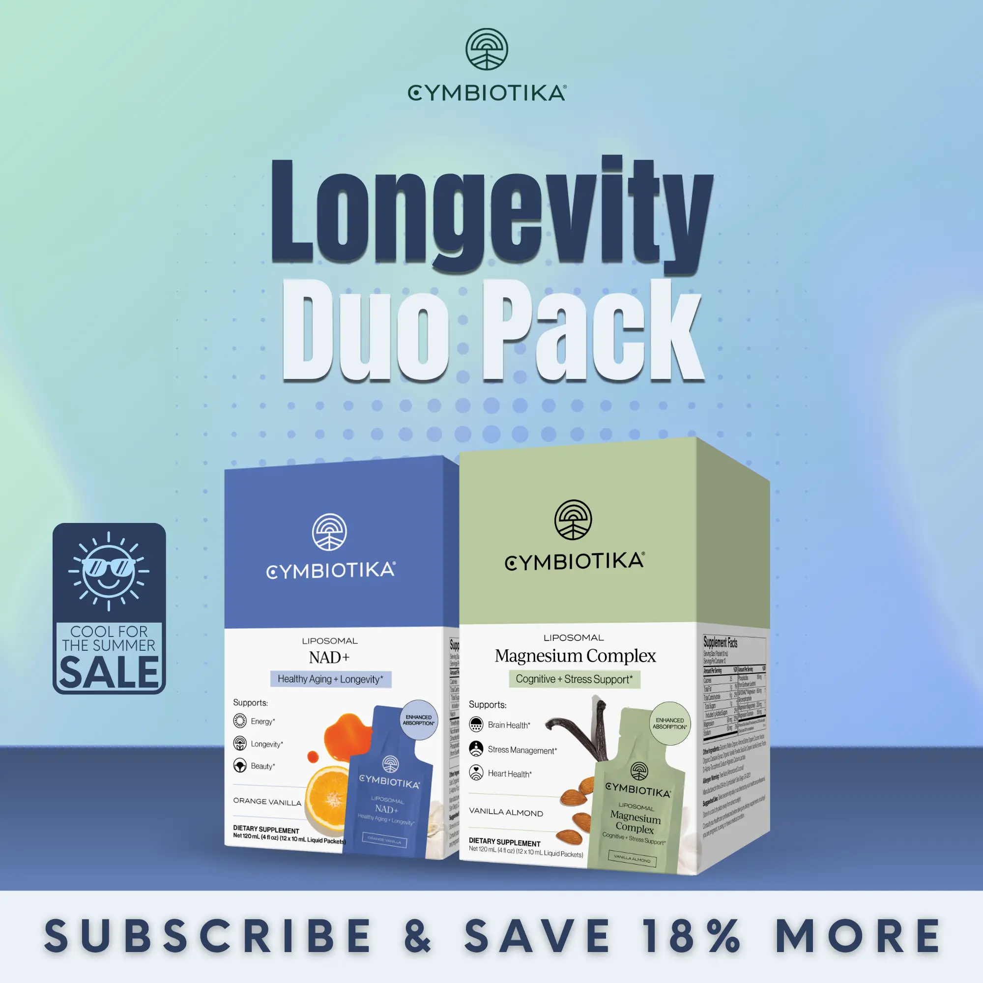 Longevity Duo Pack | 24 Packets (12 Each) | Cellular Energy, Healthy Aging & 46% Better Sleep | Liposomal NAD+ (Apigenin, TMG & Lutemax) + 3-in-1 Magnesium with GIVOMAG | Brain Health, Stress Relief & Muscle Recovery | Plant-Based | Third-Party Tested
