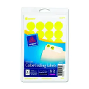 Avery 0.75 In. Round Printable Color Coding Label, Yellow Neon, Pack of 1008