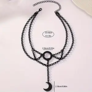 Exquisite Gothic Crescent Moon Pendant Choker Necklace - Vintage Inspired, Adjustable Collar, Holiday Fashion Jewelry for Women - Unique Gift Idea initial  necklace