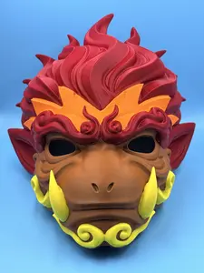 Sun Wukong Monkey King 3D Printed Mask | 12" Heavy-Duty | Handcrafted Multi-Color Cosplay Mask