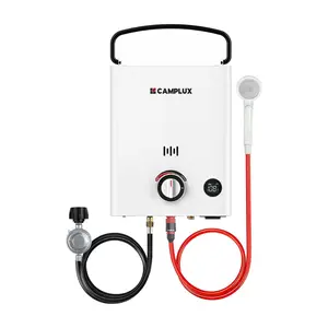 CAMPLUX FIRST F5 Compact Tankless LPG Camping Water Heater, Portable Hot Water Heater with Folding Handle, Gas Regulator for Outdoor Camping, Hiking