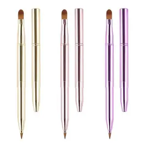 3 Pack Retractable Lip Brush for Lipstick,Yoizyfree Retractable Lip Brushes Double-Ended Travel Lip Makeup Brush Set for Lipstick Lip Gloss Include Lid