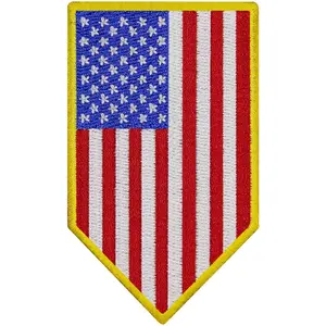 USA American Vertical US Flag Patch Embroidered Badge Biker Applique Iron On Sew On Emblem