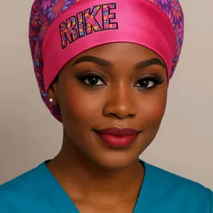 Customized Nurse Cap - Vibrant Pink with Floral Accents for Medical Professionals ( customize to your taste)