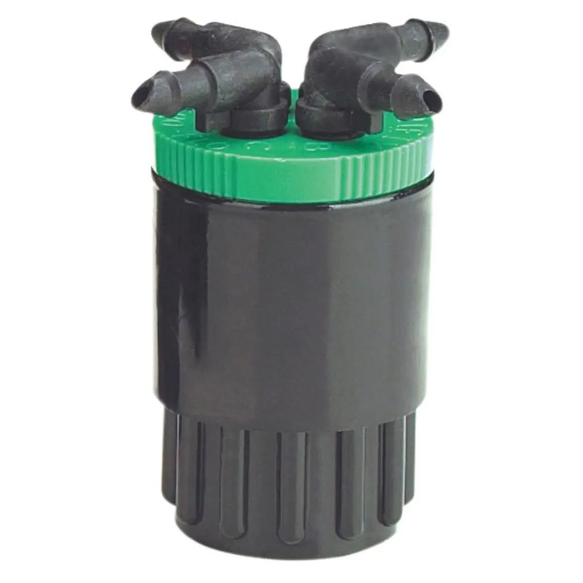 Raindrip QB20UB Dripper Bubbler, 4-Outlet Green Drip Irrigation Component with Adjust Flow, Irrigates Soil (Max 20gph)