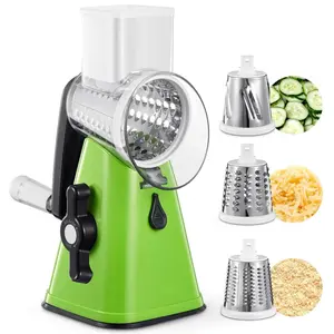 Rotary Vegetable Slicer with Three Roller Blades, Efficiently Slice Cheese, Carrots, Cucumbers, Nuts, Ideal Kitchen Tool for Food Prep
