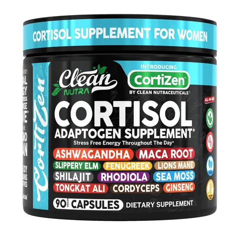 Clean Nutra Ashwagandha Cortisol Supplements For Women, Maca Root, Slippery Elm, Fenugreek, Shilajit, Rhodiola, Sea Moss & More for Women's Cortisol Supplements Capsules – CortiZEN