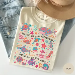 Comfort Colors Autism Inclusion T-Shirt, All of Us Are Different Neurodivergent Shirt, Summer Special Education Teacher Tee, Trendy Oversized Crewneck