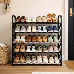 4-Tier Metal Shoe Rack Stand for Entryways Bedrooms Living Room Sturdy Freestanding Organizer Lightweight No Assembly Required Home Essentials