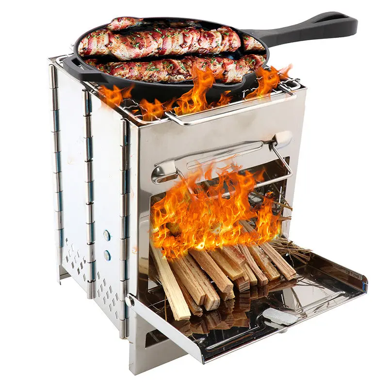 Wood Stove Burning for Outdoor Cooking