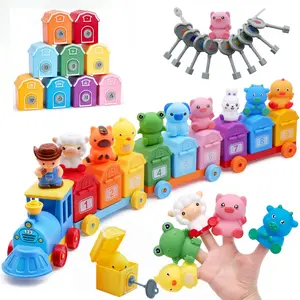 Montessori Farm Train Set for Kids Aged 3-4, Counting Matching Classification Toy, Includes 8 Farm Animals & Farmer Puppet, Unisex Gift, Math Learning Tools