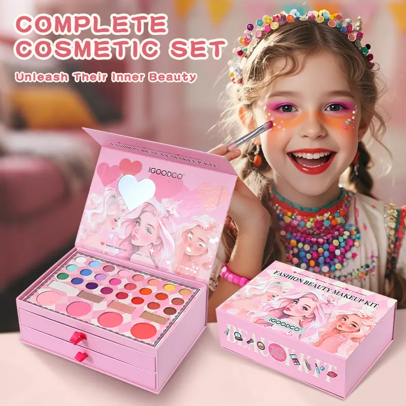 Igoodco Kids Makeup Eyeshadow Set - Cosmetics Kit, Gift-Ready Cosmetic Ball Gift Box, Ideal for Children's Day & Birthday Gifting, Model IG3145 (1 Piece),summerwins