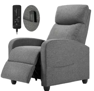 Massage Recline Chair with Padded Seat and Massage Backrest in Grey - Includes Control Panel for Comfort