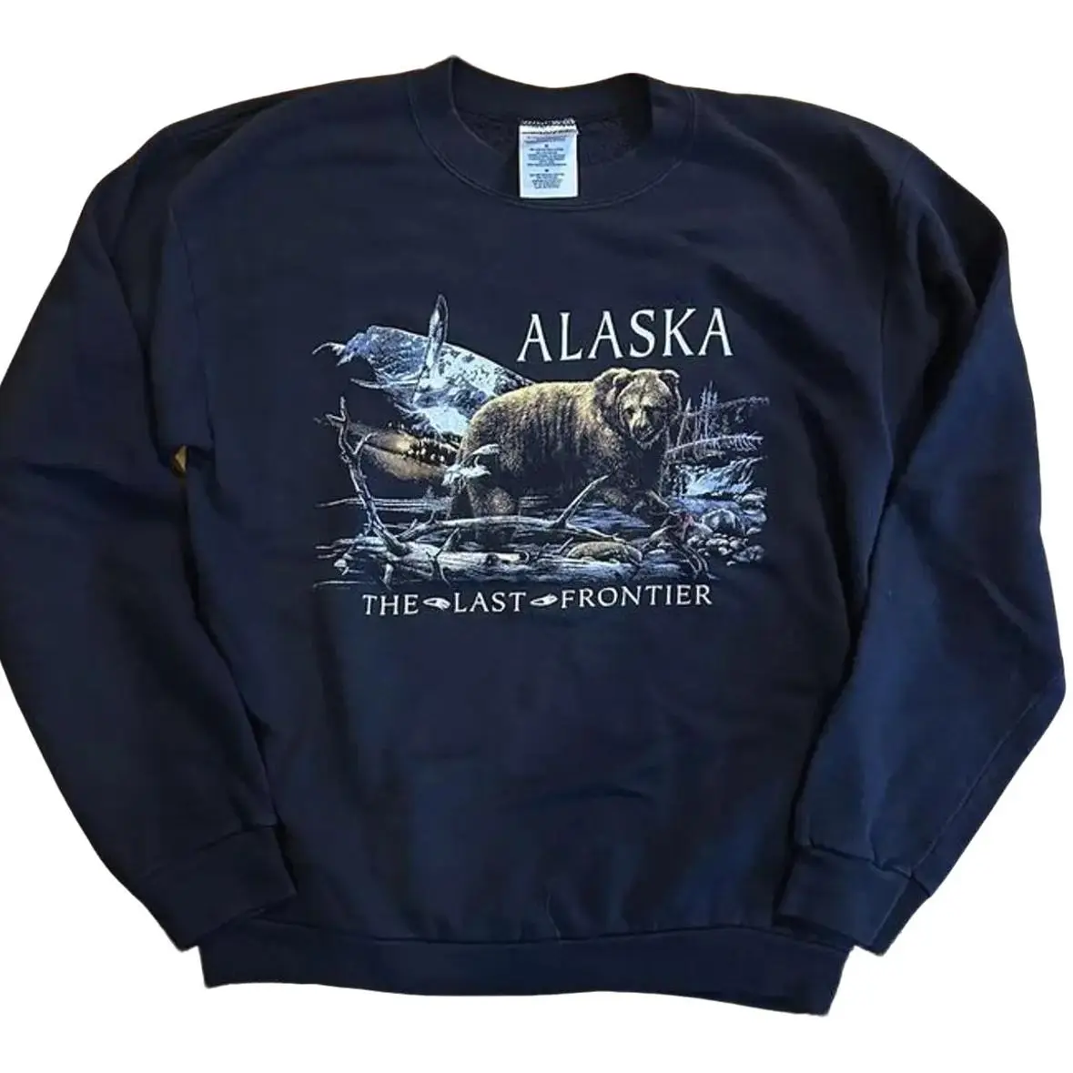 Vintage Alaska The Last Frontier Bear Sweatshirt, 90s Nature Wildlife Outdoors Cottagecore Pullover, Vintage Outdoor Nature Graphic Crewneck