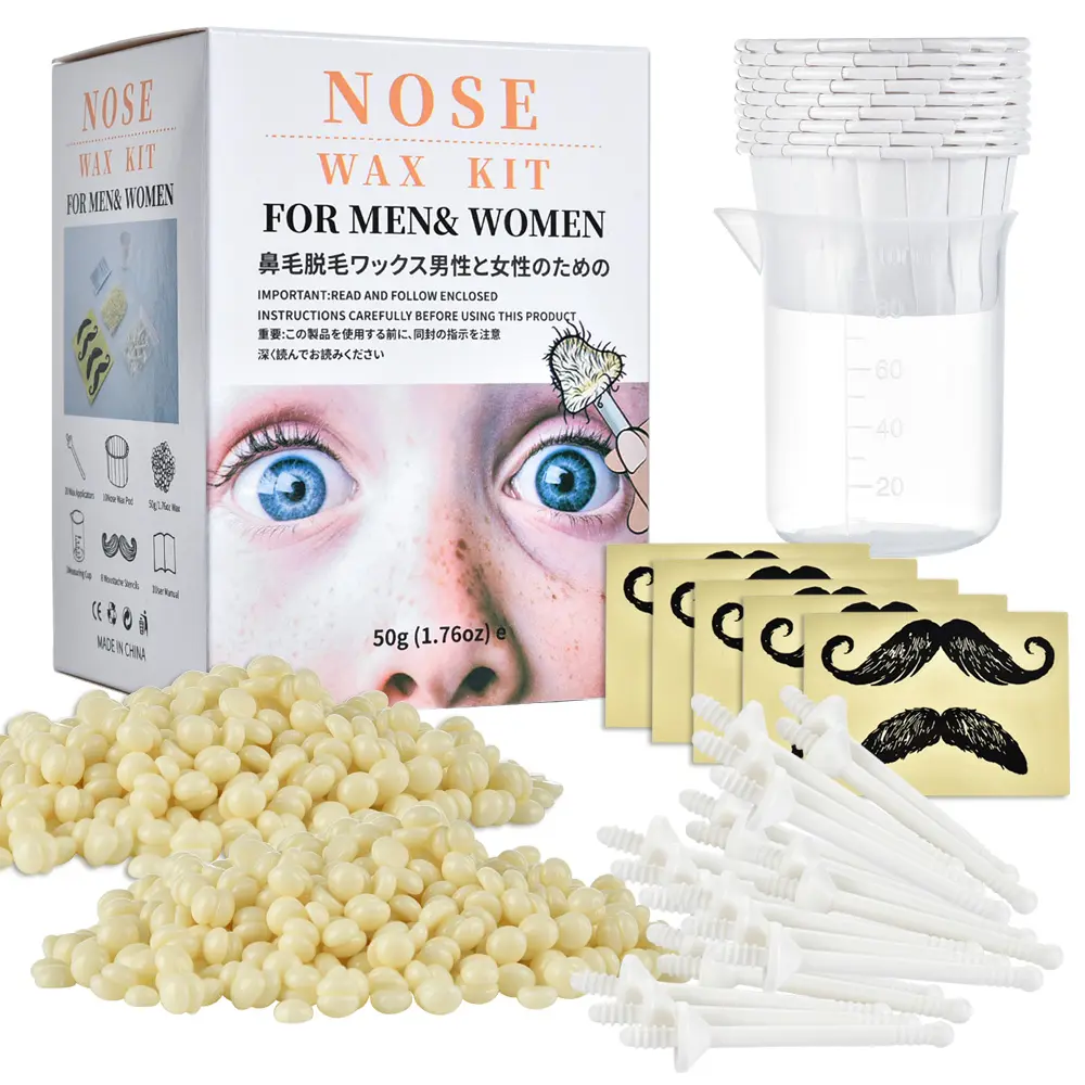 Nose & Ear Hair Remover Kit with Hair Wax & Waxing Supplies - Safe, Easy, Quick, Painless Solution for Men and Women, Home Waxing Set, Waxing Kit