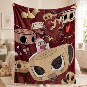 Cute Chibi Cinnamon Roll Cartoon Flannel Blanket, Kawaii Anime Style Ultra Soft Fleece Throw Blanket for Kids Teens & Adults, Cozy Bed Couch Sofa Blanket, Bedroom Decor, Nap, Travel, Birthday Christmas Gift