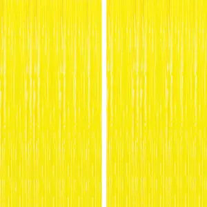 2PC Yellow Backdrop Curtain for Birthday Party Decorations, Yellow Streamers Fringe Backdrop Birthday Decorations, Foil Fringe Curtains Party Decorations