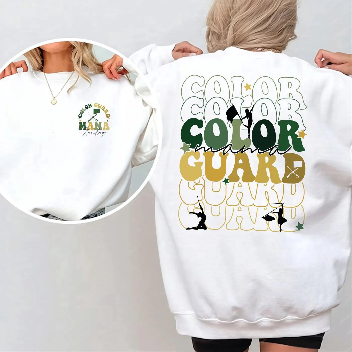 Color Guard Mama Sweatshirt, Color Guard Sweatshirt, Green And Gold Color Guard Senior Gift, Girls Coach Gifts, Personalized Shirt