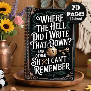 1 Fun Spiral Password Notebook - Black & Gold Password Keeper with 'Where Did I Write Down This Password?' Design, 70 Pages - Secure Password Storage Spiral Notebook Journal