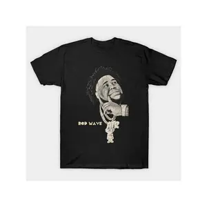 Retro Rod Wave T-Shirt 220g Pure Cotton Single-sided Printed Round Neck Short Sleeved T-shirt