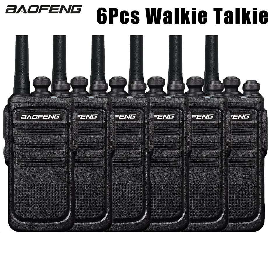 Baofeng 6-Pack Upgrade New 888S Edition Walkie Talkie Set, Rechargeable Long-Range Professional 16-Channel Handheld 2-Way Radios with Earpieces, Charger for Adults, Multi-Band Transceiving