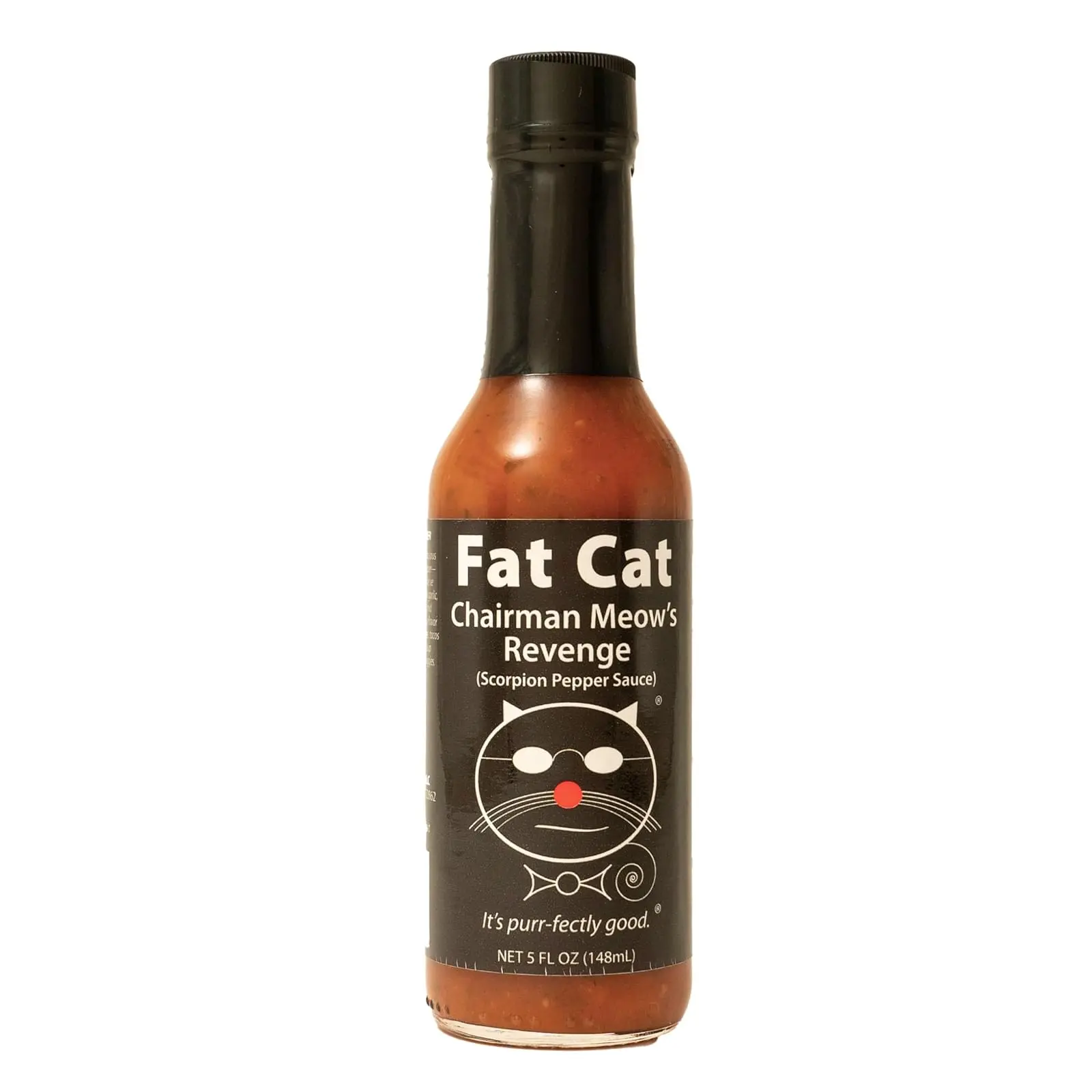 Chairman Meow's Revenge Scorpion Pepper Sauce by Fat Cat Gourmet | Strong & Savory | Great with Grilled Meats, Veggies, Tacos, Dips | Very Hot | Natural, Gluten Free, Vegan & Keto Friendly | 1 Bottle