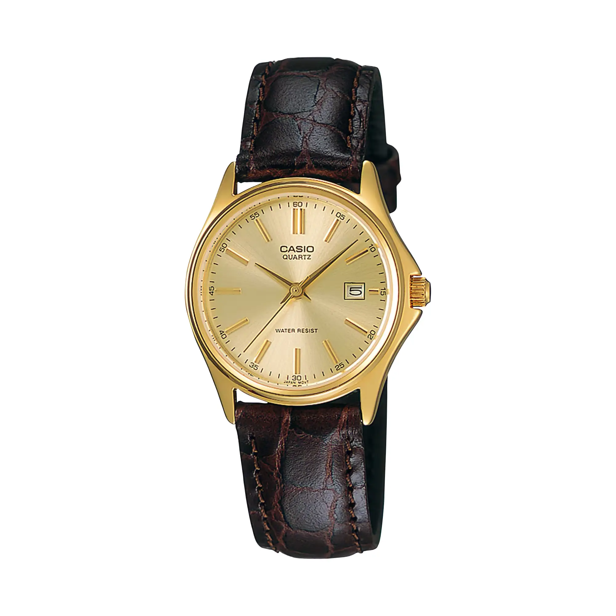 Casio Women’s Gold Dial Brown Leather Strap Watch - LTP-1183Q-9A