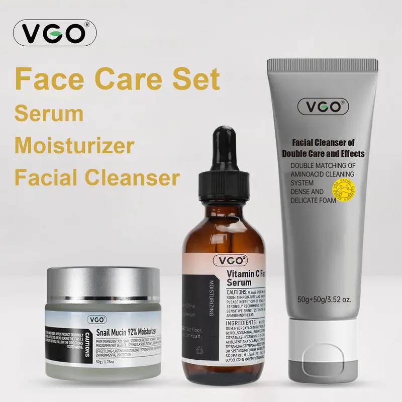 VGO Face Care Set VC Snail Mucin 92% Moisturizer Cleanse Repair Moisturize-A