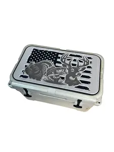 YETI Cooler Pad w/ American Flag & Whitetail Buck/Strutting Gobbler Turkey / Bass - Tan/Black Mat Fits YETI Tundra Cooler Lid 3M Adhesive Camping Equipment 100% PE Material Made in USA