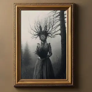 Room Decor, Horror Wall Art, Vintage Gothic Home Decor, Occult Goth Witchcraft, Forest Witch, Gothic Aesthetic Wall Art, Dark Academia Aesthetic