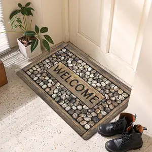 Pebble Pattern Floor Mat | Non-Slip Four Season Doormat – Eco-Friendly Indoor/Outdoor Rug, Absorbent and Easy-to-Clean Entryway Rug for Home, Porch, Patio